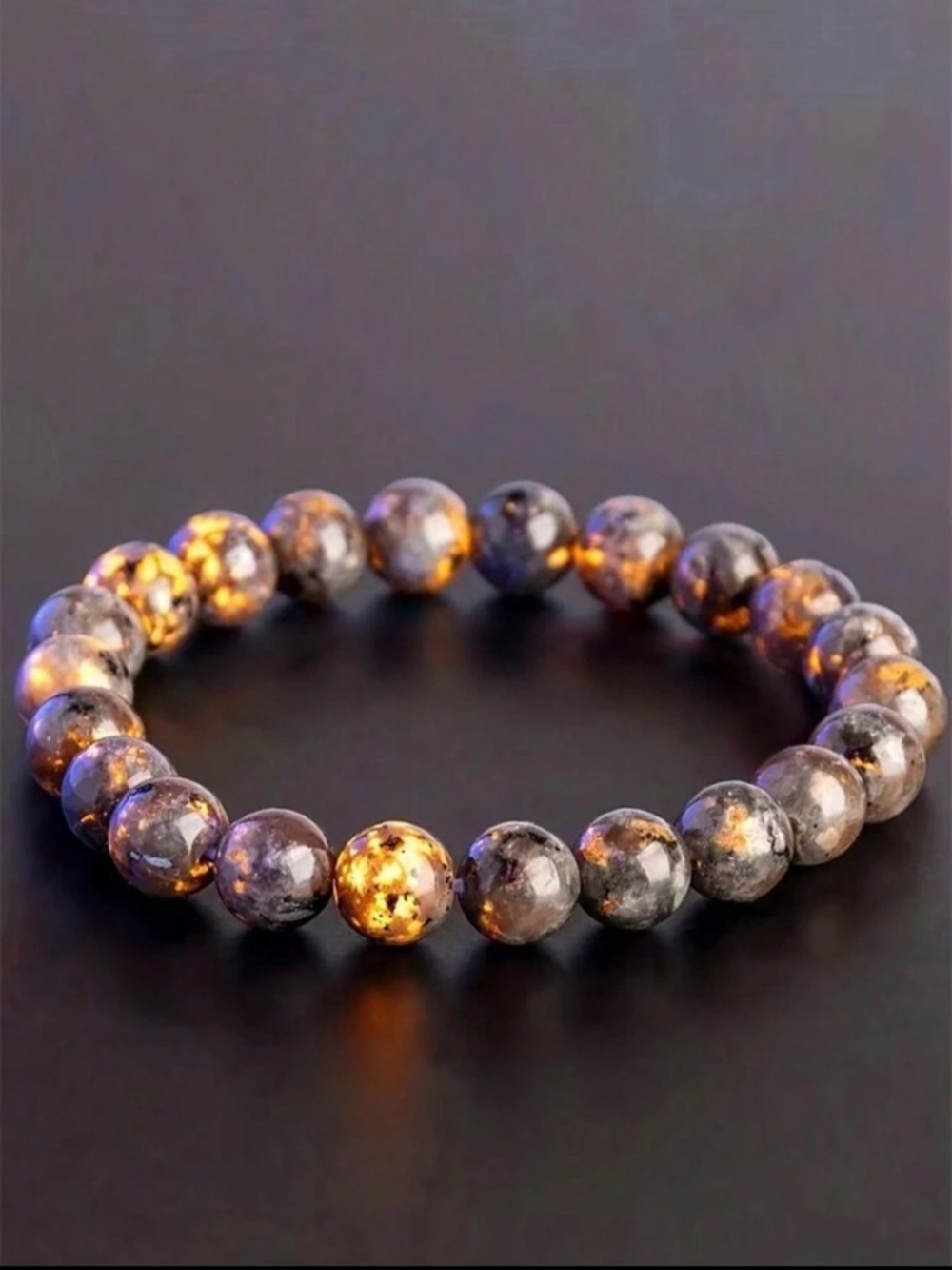 UV-Reactive Flame Glow Brown Bead Bracelet